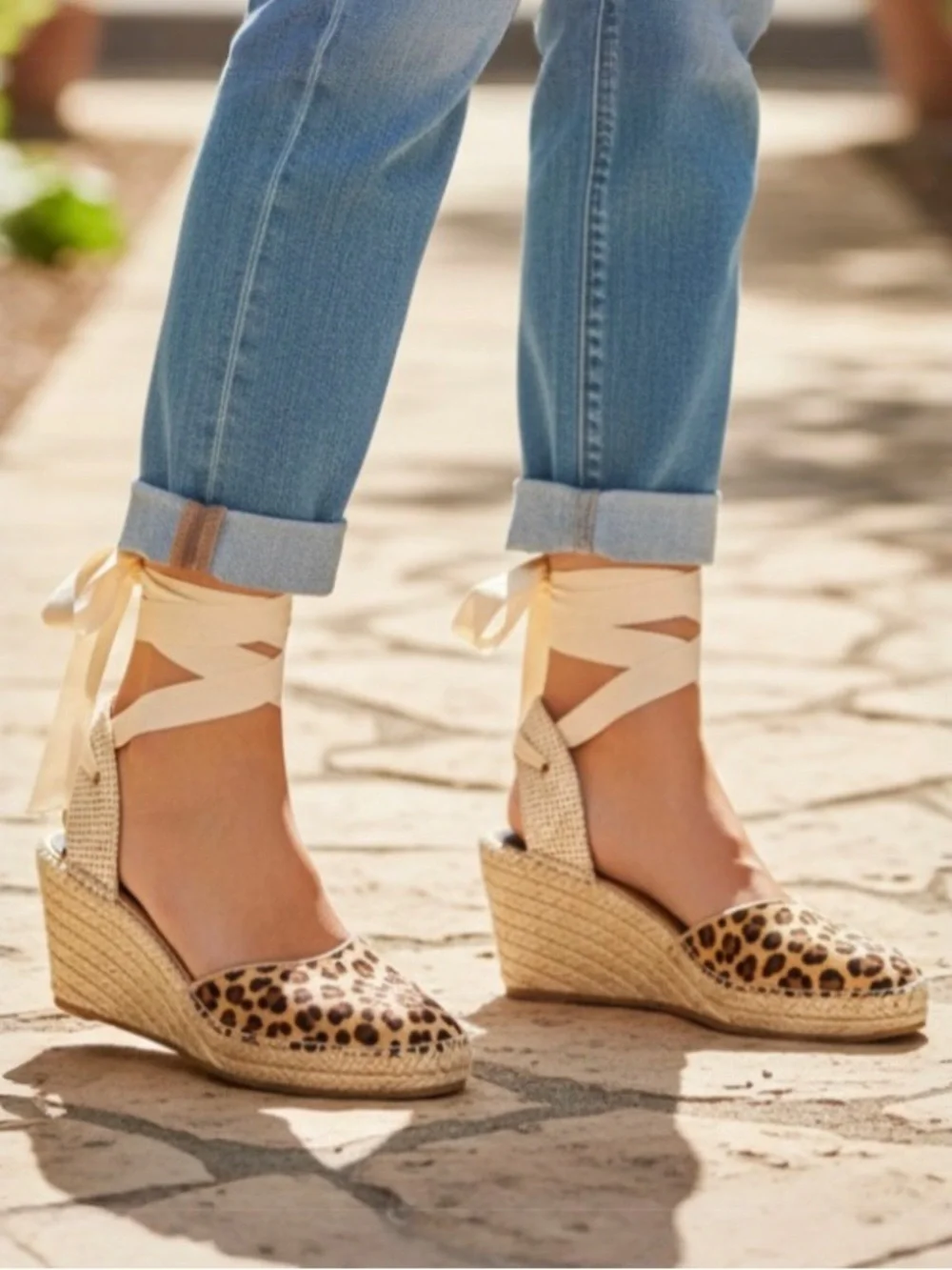 NWT Coconuts by Matisse Firefly Leopard Calf Hair Espadrille Wedges Sz 6